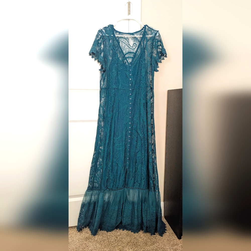 Torrid Teal Lace Maxi Dress